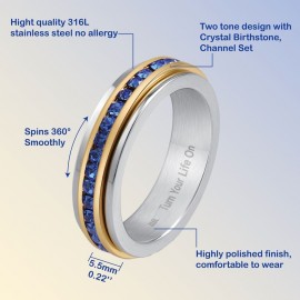 Birthstone Anxiety Ring With Swarovski Crystal