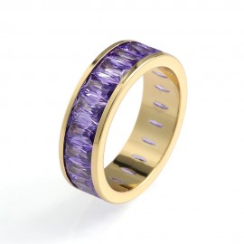 Rainbow Eternity Band With AAAAA CZ Emerald-Cut Gold Plated