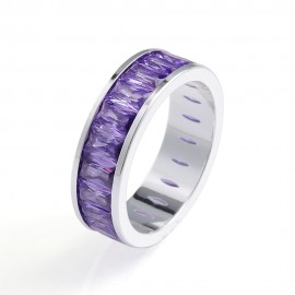 Rainbow Eternity Band With AAAAA CZ Emerald-Cut