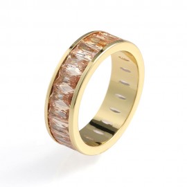 Rainbow Eternity Band With AAAAA CZ Emerald-Cut Gold Plated