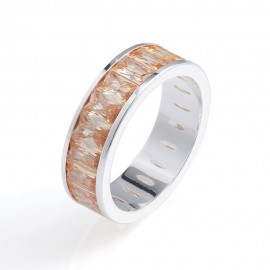 Rainbow Eternity Band With AAAAA CZ Emerald-Cut