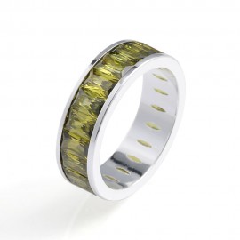 Rainbow Eternity Band With AAAAA CZ Emerald-Cut