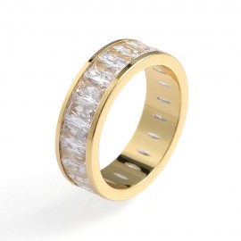 Rainbow Eternity Band With AAAAA CZ Emerald-Cut Gold Plated