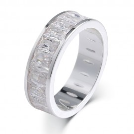 Rainbow Eternity Band With AAAAA CZ Emerald-Cut