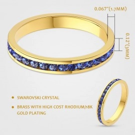 Birthstone Eternity Band Ring 18K Gold Plated with Swarovski Crystal 