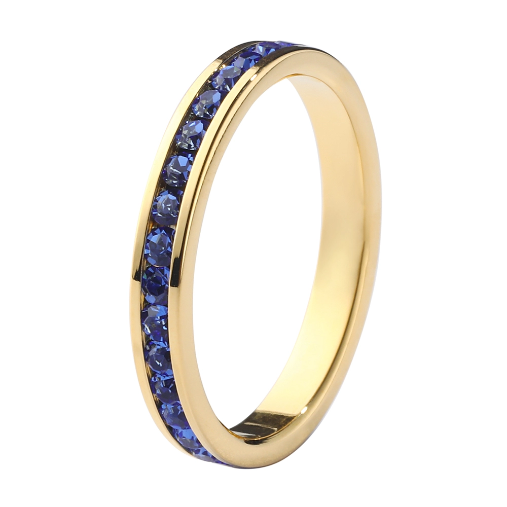 Birthstone Eternity Band Ring 18K Gold Plated with Swarovski Crystal 
