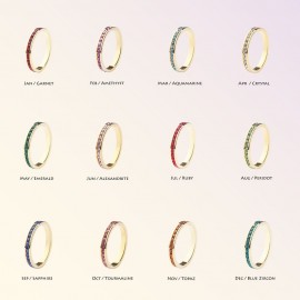 Birthstone Eternity Band Ring 18K Gold Plated with Swarovski Crystal 